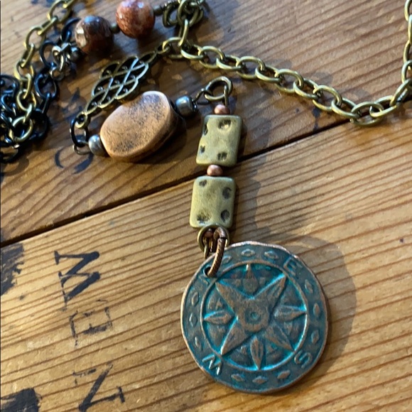 1 LEFT // mixed metal pieced patina necklace - Picture 2 of 16